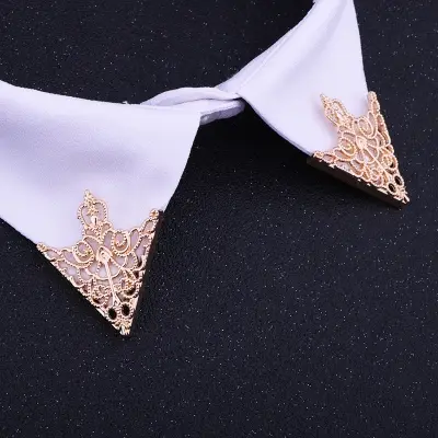 Picture of Vintage Fashion Triangle Hollowed Out Shirt Collar Pin for Men Collar Corner Badge Brooch Jewelry Accessories