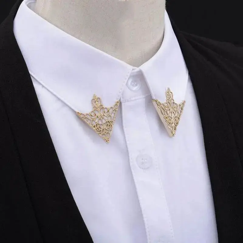 Picture of Vintage Fashion Triangle Hollowed Out Shirt Collar Pin for Men Collar Corner Badge Brooch Jewelry Accessories