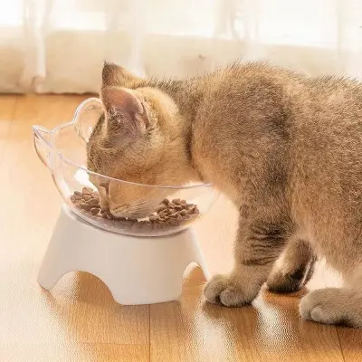 Picture of Plastic Tilted Elevated Cat Bowl Pet Food Bowl Tilt High Bottom Neck Protector Antichoking Pet Bowl Feeding Supplies