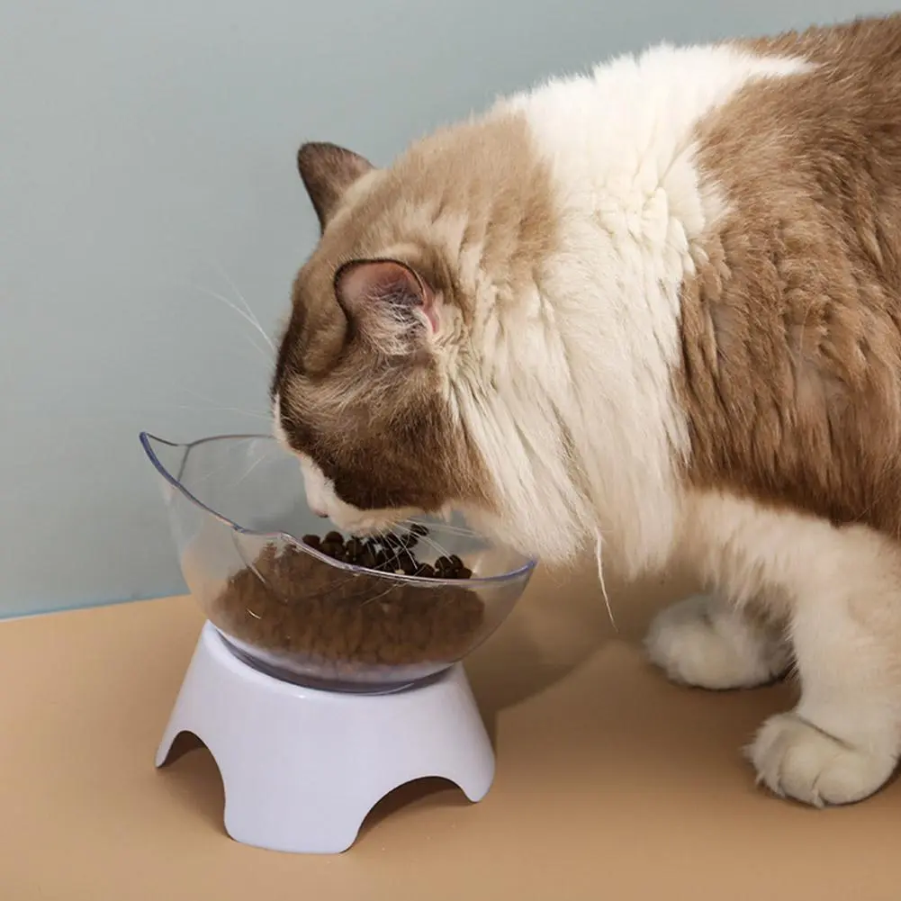 Picture of Plastic Tilted Elevated Cat Bowl Pet Food Bowl Tilt High Bottom Neck Protector Antichoking Pet Bowl Feeding Supplies