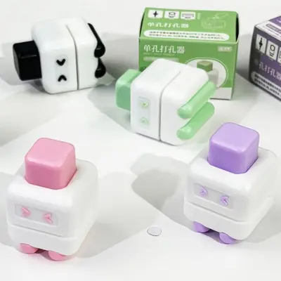 Picture of 1PC Cute robot 5mm loose-leaf puncher small mini manual single hole puncher paper puncher