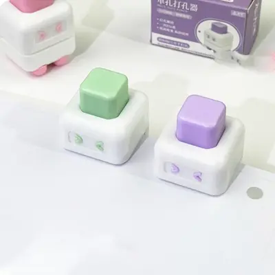 Picture of 1PC Cute robot 5mm loose-leaf puncher small mini manual single hole puncher paper puncher