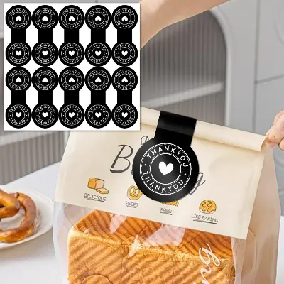 Picture of 50pcs Pack Black Box Seal Stickers Thank You Label Sticker Packaging Material