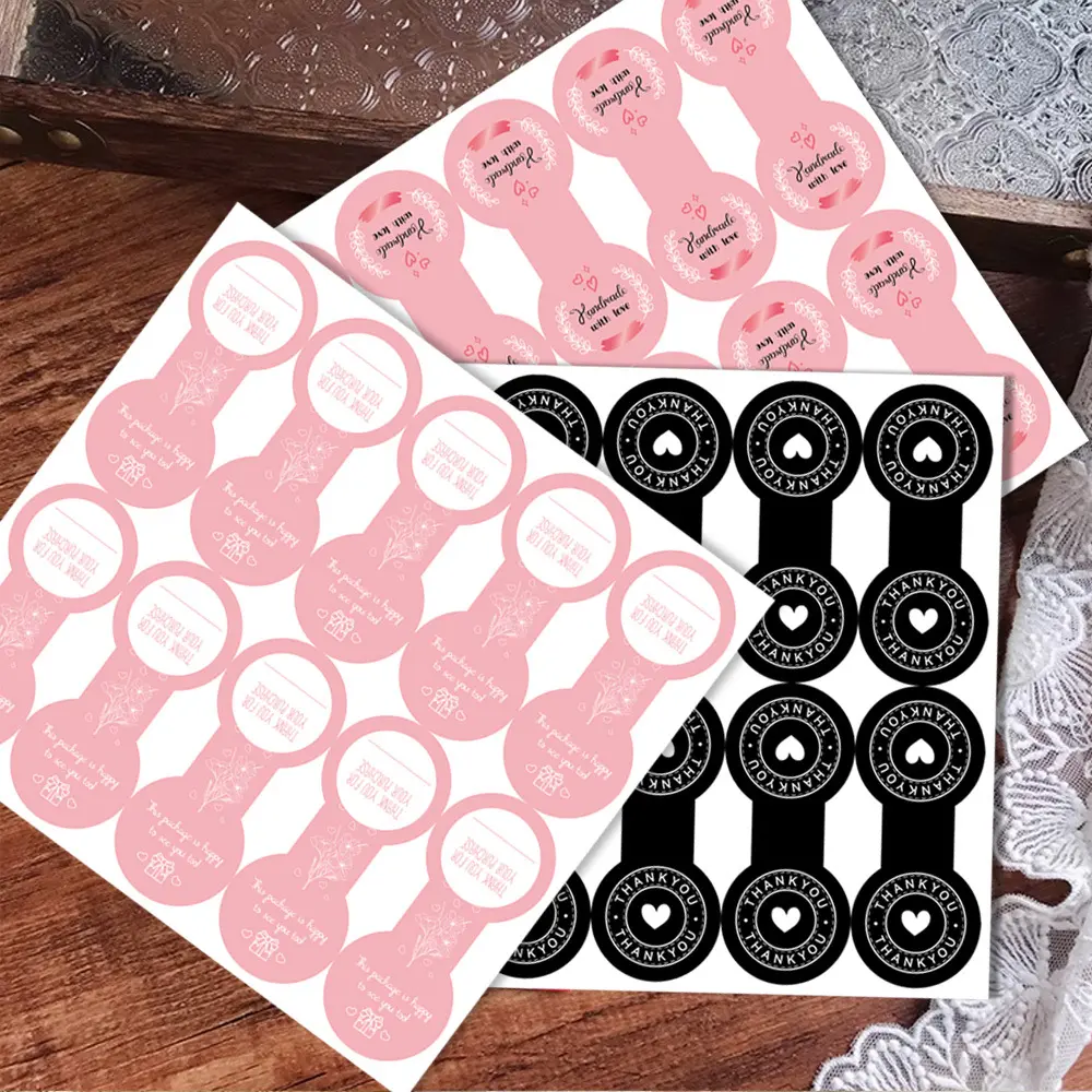 Picture of 50pcs Pack Black Box Seal Stickers Thank You Label Sticker Packaging Material