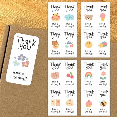 Picture of 50Pcs Cute Thank You Stickers For Small Business Gift Packaging Sealing Label Decor Sticker
