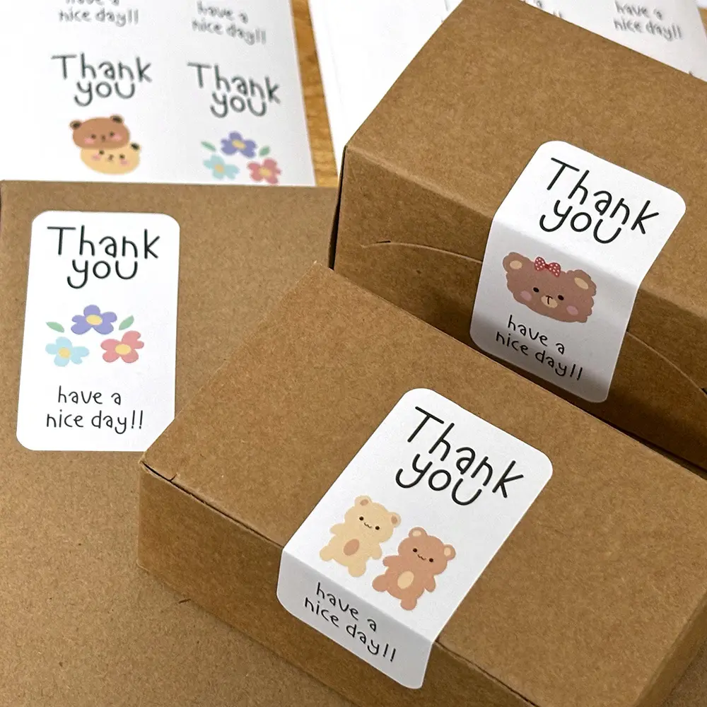 Picture of 50Pcs Cute Thank You Stickers For Small Business Gift Packaging Sealing Label Decor Sticker