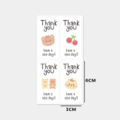 Picture of 50Pcs Cute Thank You Stickers For Small Business Gift Packaging Sealing Label Decor Sticker
