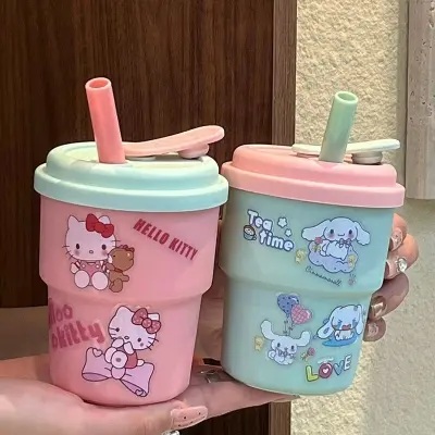 Picture of 420ML Cute Sanrio Hello Kitty Straw Cup Large Capacity Plastic Coffee Cup Cartoon Sanrio Water Bottle Birthday Gift For Friends