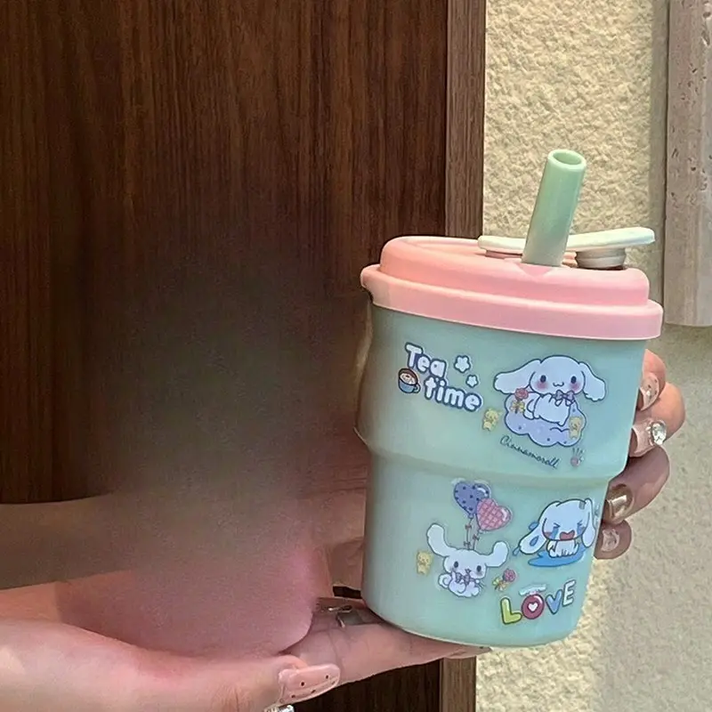 Picture of 420ML Cute Sanrio Hello Kitty Straw Cup Large Capacity Plastic Coffee Cup Cartoon Sanrio Water Bottle Birthday Gift For Friends