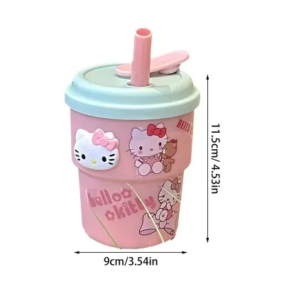 Picture of 420ML Cute Sanrio Hello Kitty Straw Cup Large Capacity Plastic Coffee Cup Cartoon Sanrio Water Bottle Birthday Gift For Friends