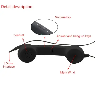 Picture of New Fashion 3.5mm Mic Retro Telephone Cell Phone Handset Receiver For iPhone Fancy Gift Mobile Phone Receive
