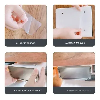Picture of Invisible Storage Table Shelf Storage Box New Pull Out Storage Box Hanging Under Desk Drawer Large Capacity Undertable Drawer