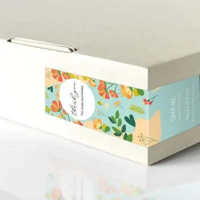 Picture of 30-60pcs 3*9cm Flower Pattern Thank You For Your Purchase Sticker Small Shop Gift Package Decor Sealing Personalized Labels