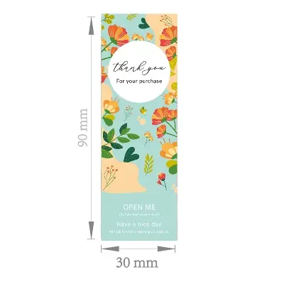 Picture of 30-60pcs 3*9cm Flower Pattern Thank You For Your Purchase Sticker Small Shop Gift Package Decor Sealing Personalized Labels
