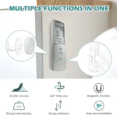Picture of Magnetic Hook Extras Stark Magnet No Need to Punch Holes Wall Mount Television Strong Paste Air Conditioner Remote Control Ring 4pcs