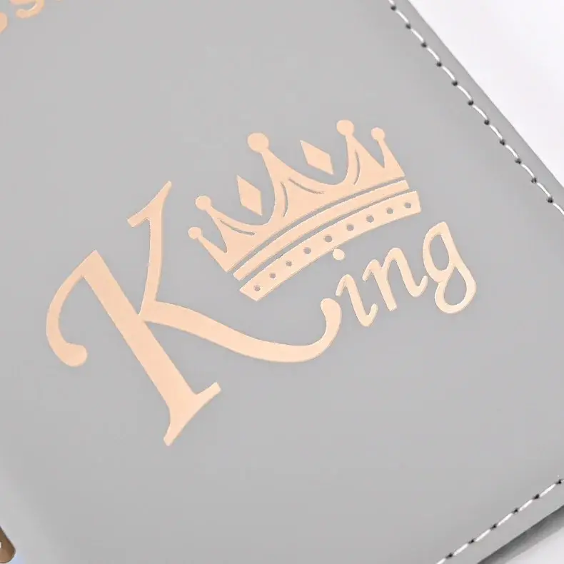 Picture of Crown Print PU Passport Cover Case Couple Passport Holder Flight Ticket Clip ID Holder Credit Card Holder Travel Accessories