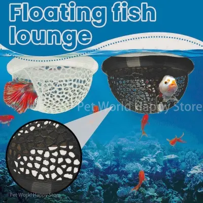 Picture of New Small Aquatic Pet Lounge Aquarium Accessories Floating Hole Fish Shrimp Hiding Place 3 In 1 Hammock Feeding Ring Beta