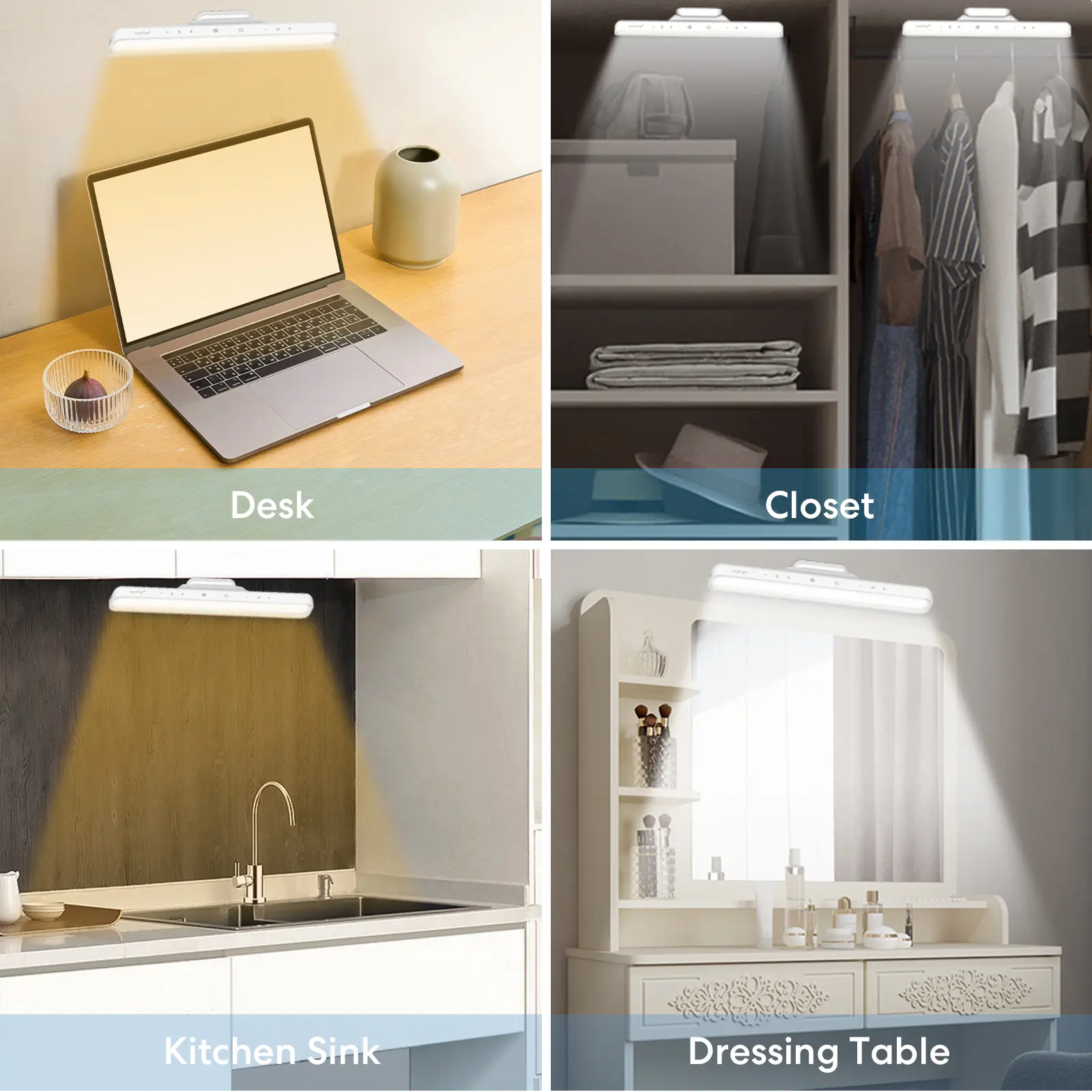 Picture of LED Desk Lamp Magnetic Hanging Night Light USB Rechargeable Table Lamp 3 Colors Reading Light For Cabinet Closet Wardrobe