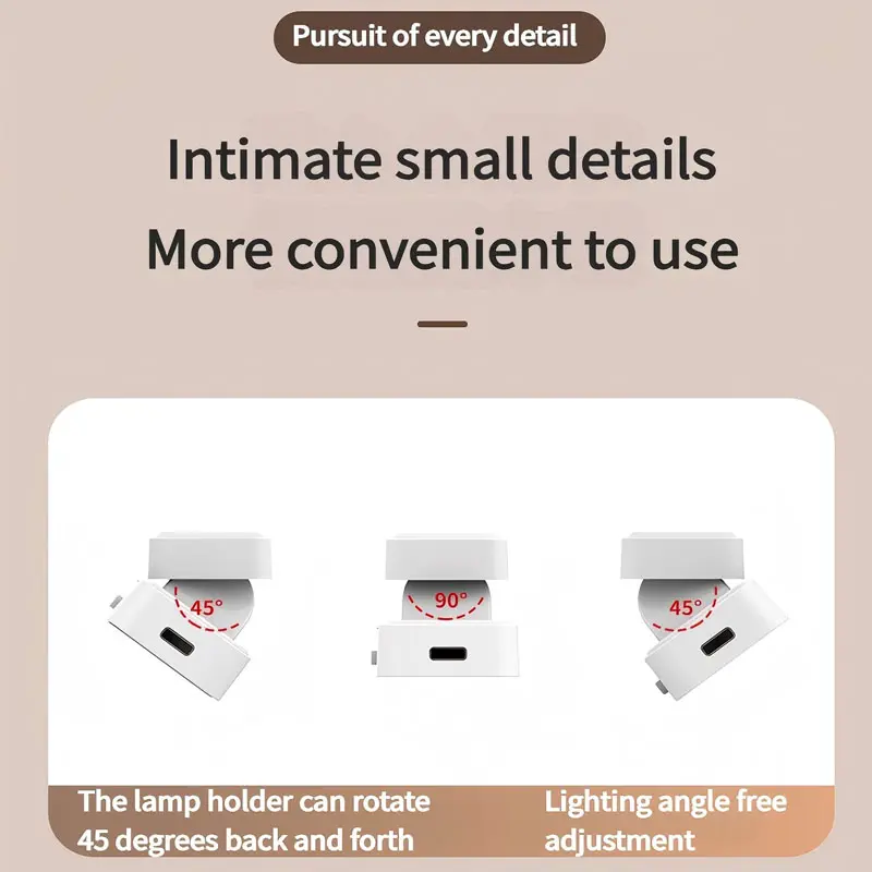 Picture of LED Desk Lamp Magnetic Hanging Night Light USB Rechargeable Table Lamp 3 Colors Reading Light For Cabinet Closet Wardrobe