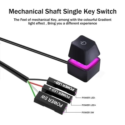 Picture of Computer Desktop Switch Colorful LED PC Motherboard External Start Power On/Off Button Extension Cable For Home Office Bar