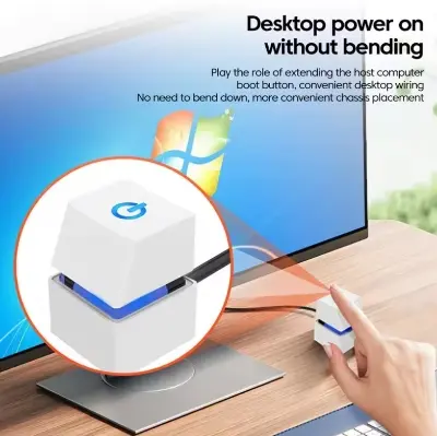 Picture of Computer Desktop Switch Colorful LED PC Motherboard External Start Power On/Off Button Extension Cable For Home Office Bar