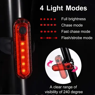 Picture of Rear Bike Tail Light USB Rechargeable Ultra Bright Taillights Fit On Bicycle Easy to Install for Cycling Safety Bicycle Light
