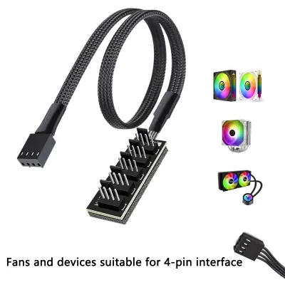 Picture of 1 to 5 Way PWM Fan Hub PC CPU Cooling 4 PIN/3PIN Fan Power Cable Hub Splitter Adapter Desktop Computer Cooler Case Fans 1 To 5