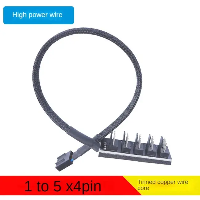 Picture of 1 to 5 Way PWM Fan Hub PC CPU Cooling 4 PIN/3PIN Fan Power Cable Hub Splitter Adapter Desktop Computer Cooler Case Fans 1 To 5