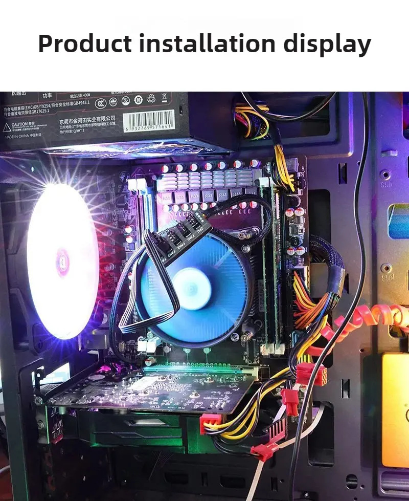 Picture of 1 to 5 Way PWM Fan Hub PC CPU Cooling 4 PIN/3PIN Fan Power Cable Hub Splitter Adapter Desktop Computer Cooler Case Fans 1 To 5