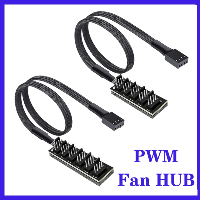 Picture of 1 to 5 Way PWM Fan Hub PC CPU Cooling 4 PIN/3PIN Fan Power Cable Hub Splitter Adapter Desktop Computer Cooler Case Fans 1 To 5