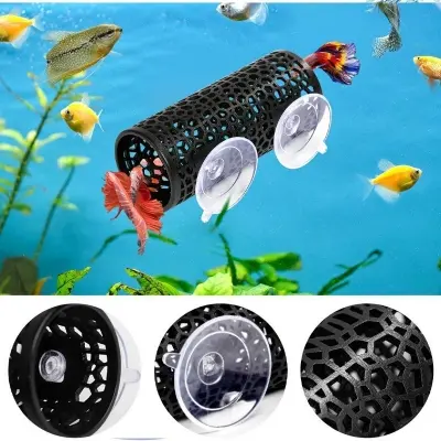 Picture of 1 Pc Betta Fish Tunnel Toy Hollow Sleeping Tube with Suction Cup Betta Hammock Hidden Resting Tube for Fish Tank Decorations Black