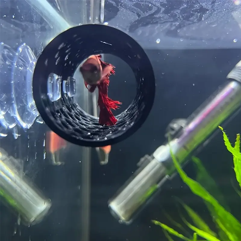 Picture of 1 Pc Betta Fish Tunnel Toy Hollow Sleeping Tube with Suction Cup Betta Hammock Hidden Resting Tube for Fish Tank Decorations Black
