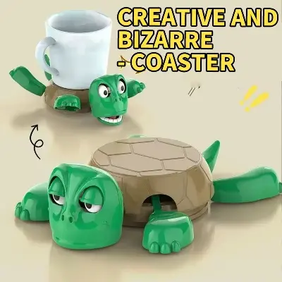 Picture of 1PC turtle coaster, anti slip and heat-resistant silicone table drink mat, cute kitchen decoration gift Green