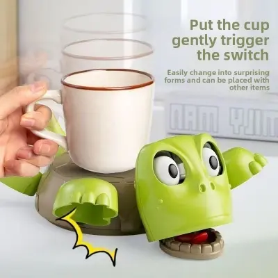 Picture of 1PC turtle coaster, anti slip and heat-resistant silicone table drink mat, cute kitchen decoration gift Green