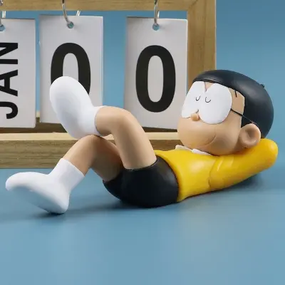 Picture of Anime Doraemon Nobita Nobi Sleep Car Decoration Kawaii Action Figure Blue Fat Collectible Model Toy Dolls Kid Birthday Gifts
