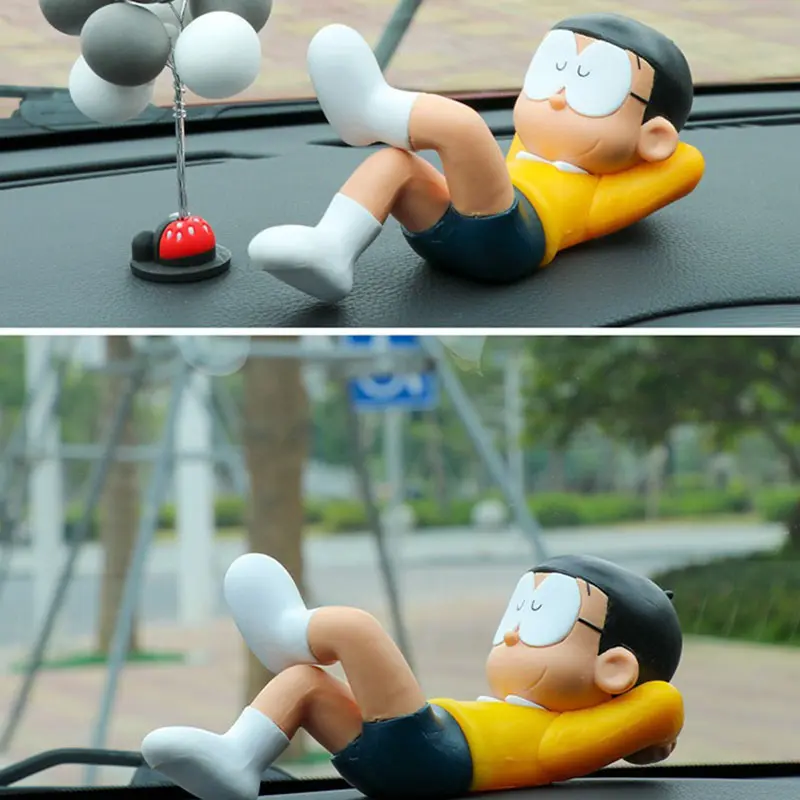 Picture of Anime Doraemon Nobita Nobi Sleep Car Decoration Kawaii Action Figure Blue Fat Collectible Model Toy Dolls Kid Birthday Gifts