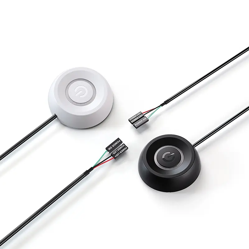 Picture of External Desktop Switch LED Lights PC Motherboard Computer Startup Extension Cable Power On/Off Button for Home Office