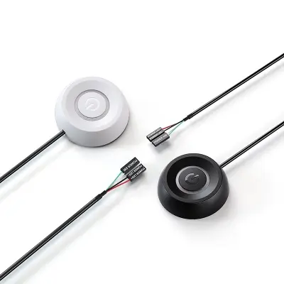 Picture of External Desktop Switch LED Lights PC Motherboard Computer Startup Extension Cable Power On/Off Button for Home Office