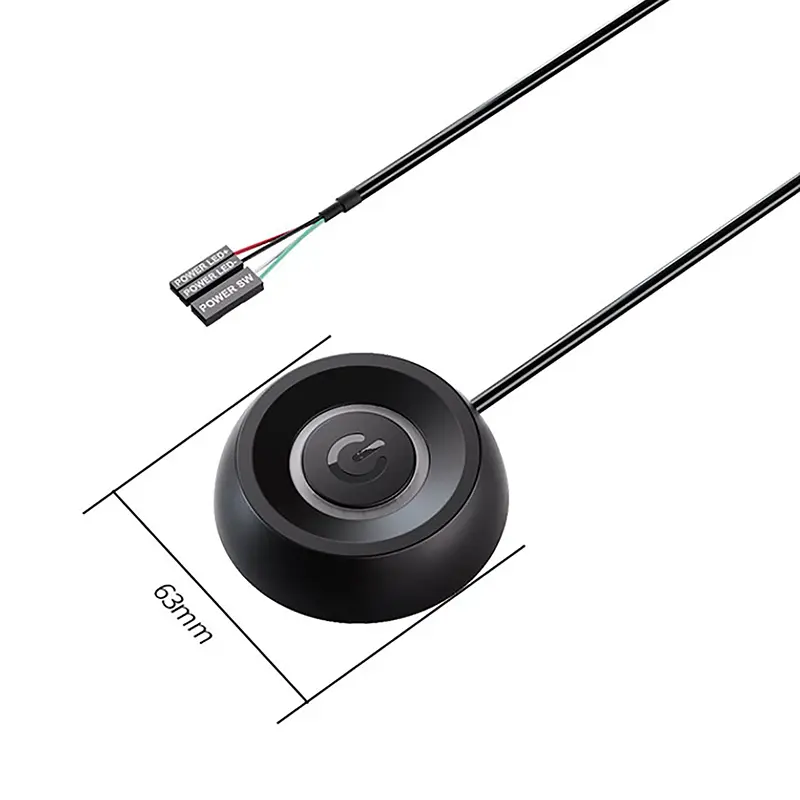 Picture of External Desktop Switch LED Lights PC Motherboard Computer Startup Extension Cable Power On/Off Button for Home Office