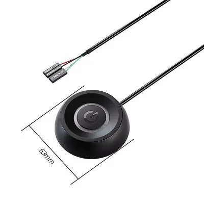 Picture of External Desktop Switch LED Lights PC Motherboard Computer Startup Extension Cable Power On/Off Button for Home Office