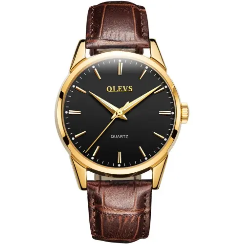 Picture of Olevs 5661 Quartz Fasionable Leather Watch For Men Top Luxury - Gold