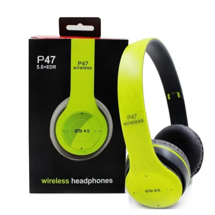 Picture of P47 Wireless Bluetooth Headphone Stereo Earphone with SD Card Slot - Green