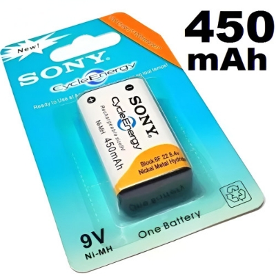 Picture of Sony Cycle Energy 9V Nickel-Metal Hydride (Ni-MH) Rechargeable Battery 450mAh