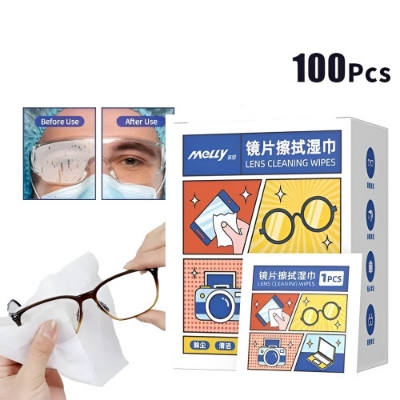 Picture of 100pcs Lens Cleaning Wipes , Metal Jewelry Wipes, Anti Fog Glasses Wipes, Mobile Phone Screens, and Disposable Eyeglass Cloths