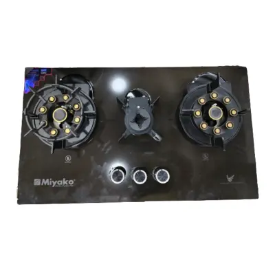 Picture of Miyako 3 Burner Glossy Granite Stone Flexible Gas Stove (3flower) LPG-NG