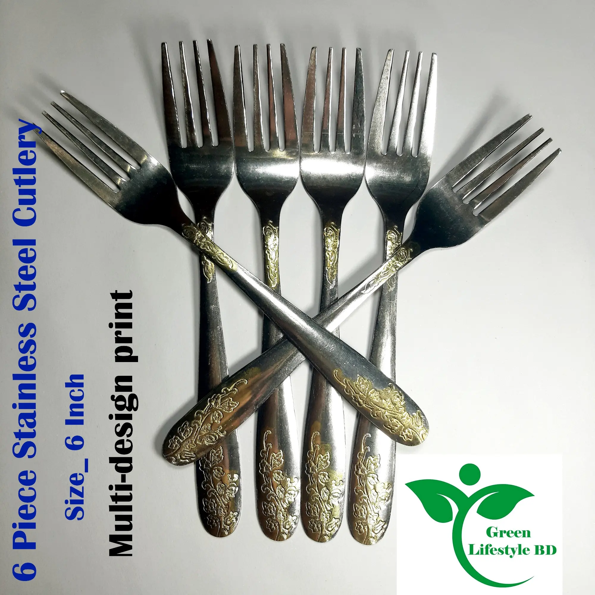 Picture of 6 Pcs Set 6 Inch Stainless Steel Cutlery - Add Elegance To Your Dining Table With This Set Of Six 6-Inch Stainless Steel Cutlery Pieces - Featuring Multi-Design Prints