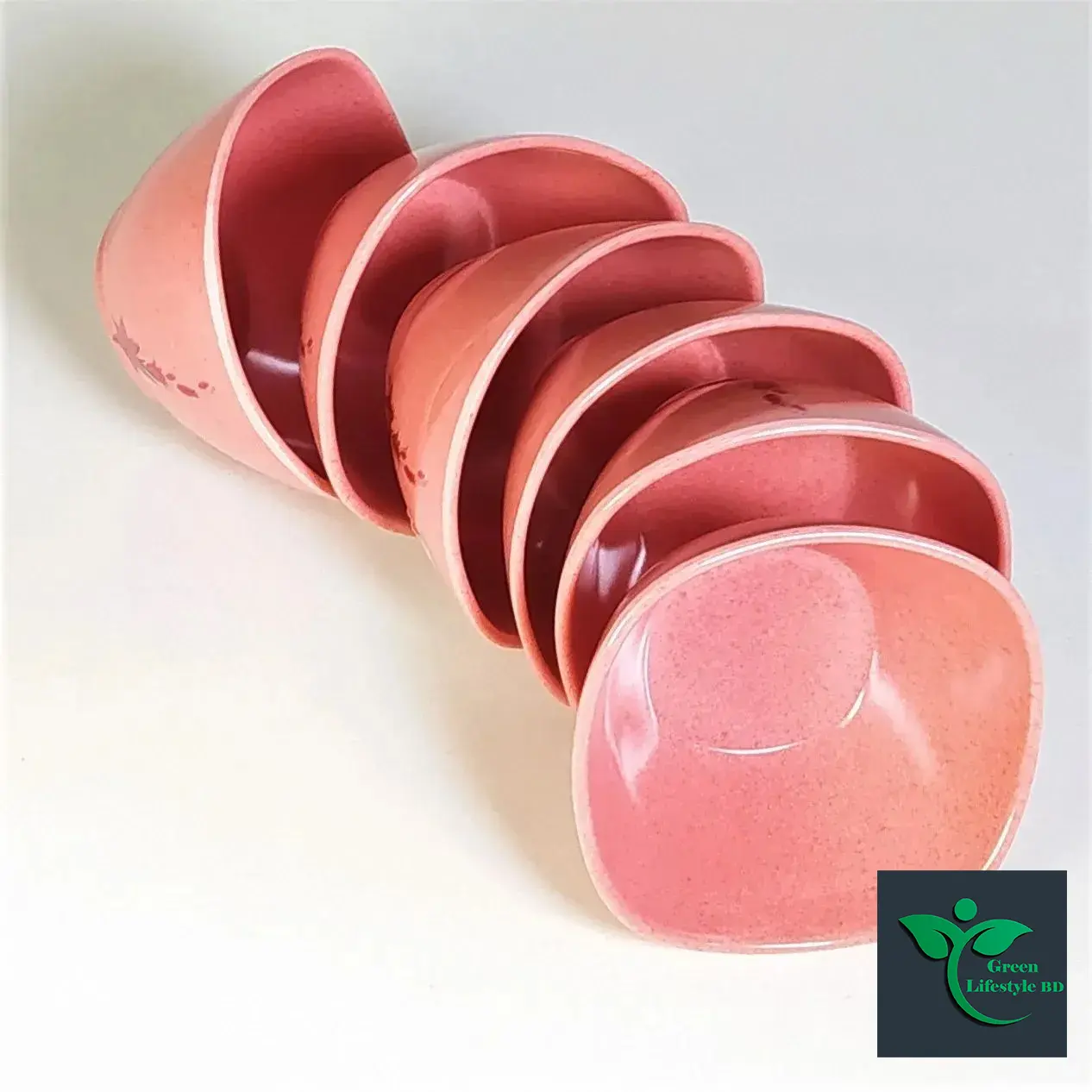 Picture of Square Soup Bowl Set In Pink Color - Adds Elegance To Your Table Setting (6 Pieces, 3.5 Inches) - Pink