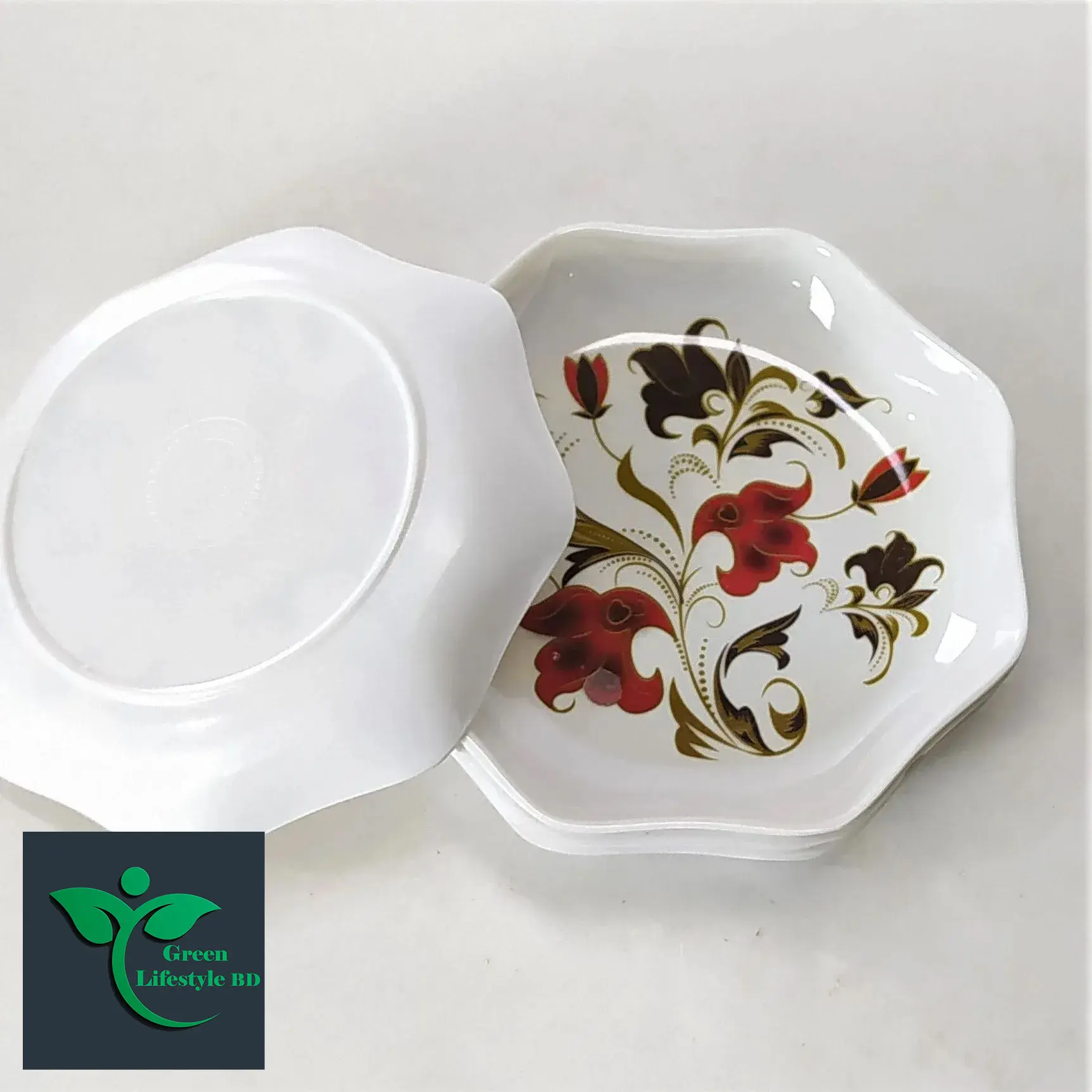 Picture of Serve Meals With Style Using The Melamine Plate New Style 6 Piece Set - Elegant And Durable Tableware - White