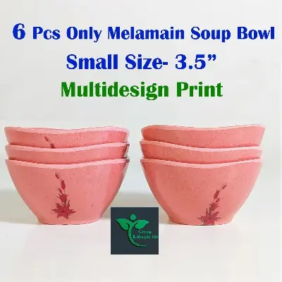 Picture of High quality Square Soup Bowl 6 Piece set (3.5) Inch Pink Color. - Pink
