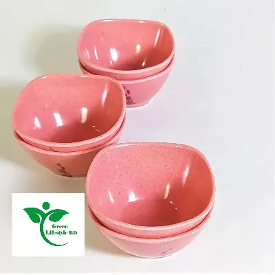 Picture of High quality Square Soup Bowl 6 Piece set (3.5) Inch Pink Color. - Pink